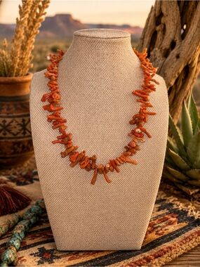 Statement Coral Chip Necklace - Orange Coral Beach Jewelry